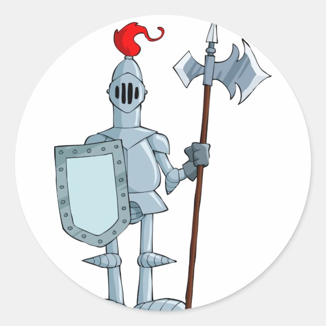 Adesivo Redondo Personagem Cavaleiro de Armadura Medieval (Frente)