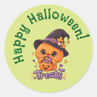 Adesivo Redondo Personagem de Abóbora Fofa 🎃🧡
