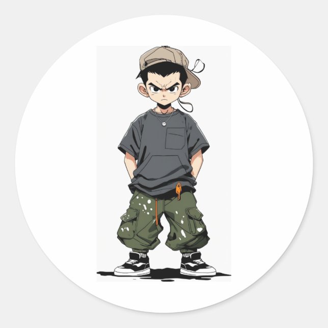 Adesivo Redondo personagem de desenho animado (Frente)