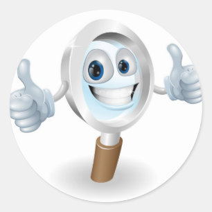 Adesivo Redondo Personagem de desenho animado da lupa