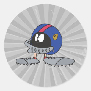 Adesivo Redondo personagem de desenho animado de capacete de futeb