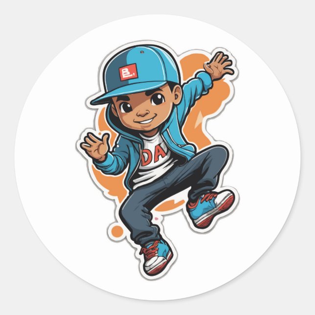 Adesivo Redondo Personagem de desenho animado de Estilo de Rua leg (Frente)