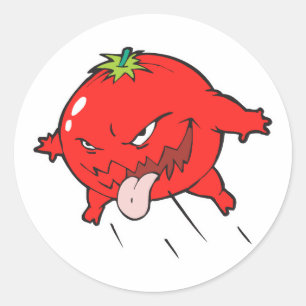 Adesivo Redondo personagem de desenho animado de tomate podre zang