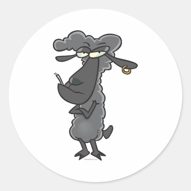 Adesivo Redondo personagem de desenho animado preto engraçado (Frente)