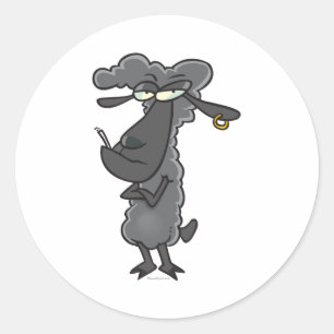 Adesivo Redondo personagem de desenho animado preto engraçado
