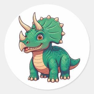 Adesivo Redondo Personagem de Dinossauro Bebê para Crianças