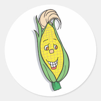 Adesivo Redondo personagem de milho sorridente