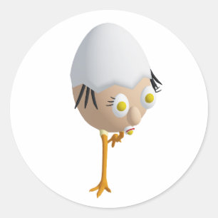 Adesivo Redondo Personagem de Ovo Excêntrico RG & RA Design Fofo