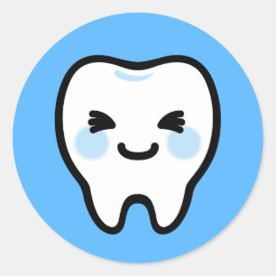 Adesivo Redondo Personagem do Dente Sorridente – Ilustração Fofa e