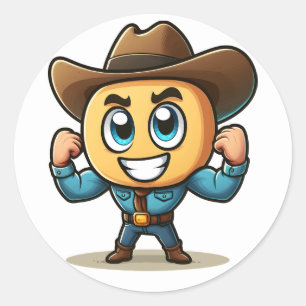 Adesivo Redondo Personagem Fantasia em Denim e Chapéu