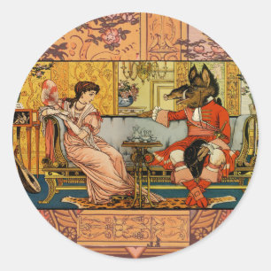 Adesivo Redondo Personagens Clássicos de Contos de Fadas da Bela F