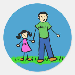 Adesivo Redondo Personagens da Família Pai e Filha