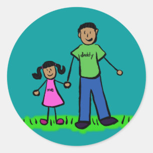 Adesivo Redondo Personagens da Família Pai e Filha