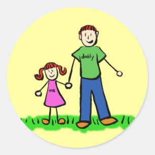 Adesivo Redondo Personagens da Família Pai e Filha