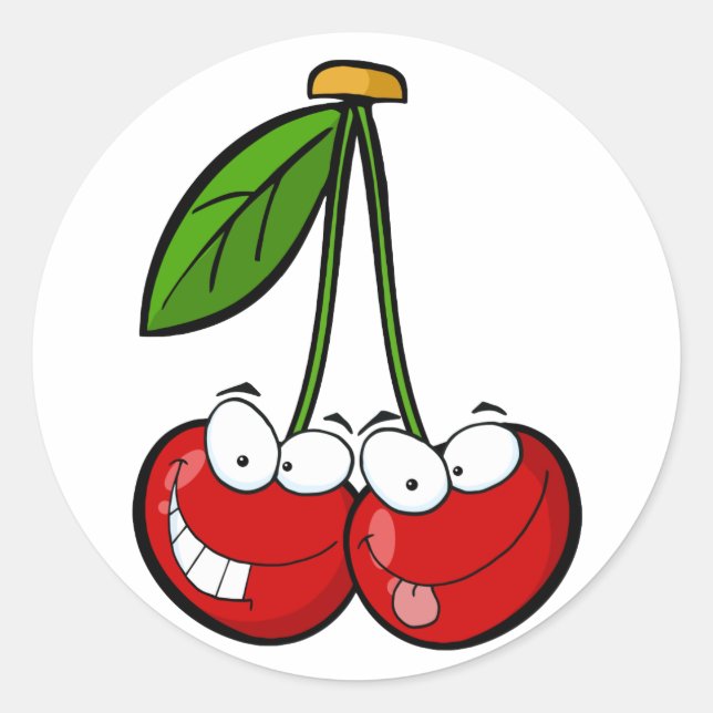Adesivo Redondo Personagens de desenho animados da Red Cherry (Frente)