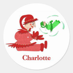 Adesivo Redondo Personagens engraçados da peça de madeira