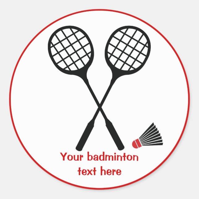 Adesivo Redondo Personalidade de Badminton Racquet e shuttlecock (Frente)