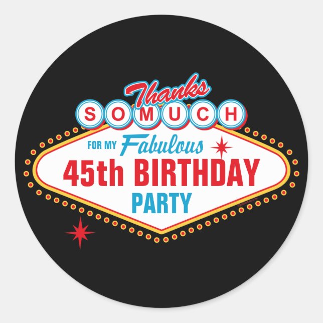 Adesivo Redondo Personalidade de Las Vegas Obrigado (Frente)