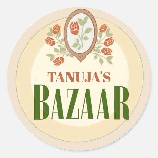 Adesivo Redondo Personalised Mendhi Stickers |Henna Night Stickers (Frente)