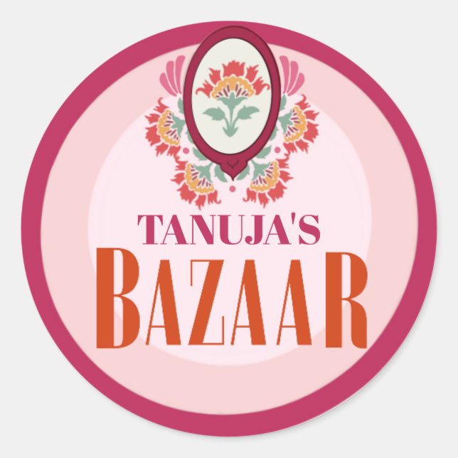 Adesivo Redondo Personalised Mendhi Stickers |Henna Night Stickers (Frente)