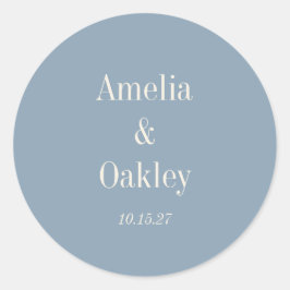 Adesivo Redondo Personalização de Casamento Elegante Azul e Dusty 
