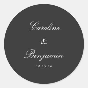Adesivo Redondo Personalização de Casamento Elegante de Script Pre