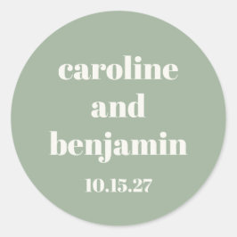Adesivo Redondo Personalização de Casamento Moderno Chic Verde Bol
