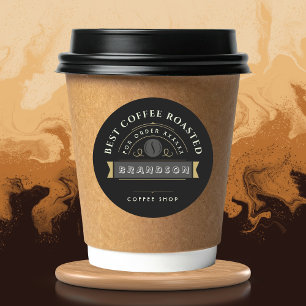 Adesivo Redondo Personalização de Marca Café Preto