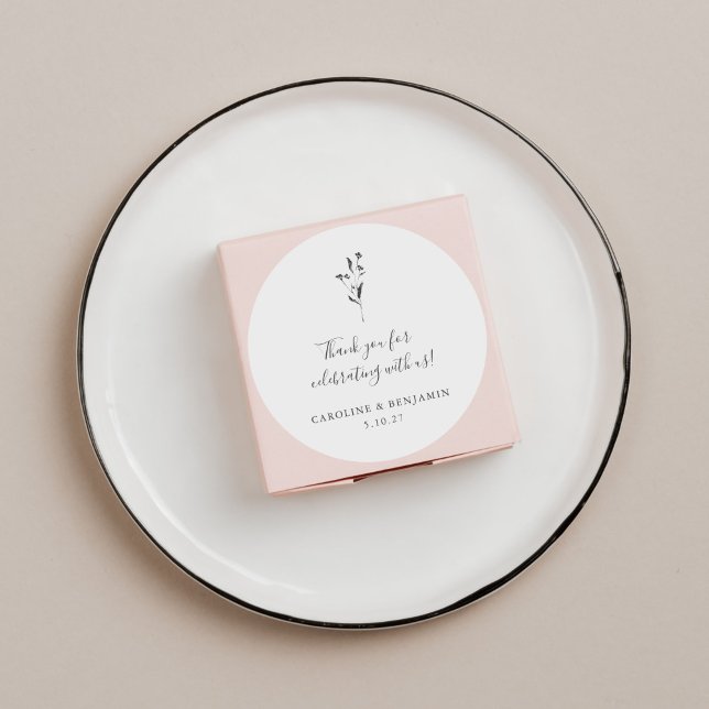 Adesivo Redondo Personalização Do Casamento Do White Boho De Scrip (Criador carregado)