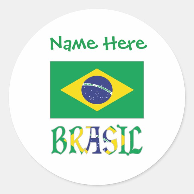 Adesivo Redondo Personalização Verde da Bandera do Brasil (Frente)