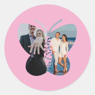 Adesivo Redondo Personalizada Bela Borboleta Fotográfica Personali