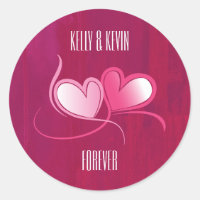 Personalizado 2 Corações a Dançar a Rosa Fuschia