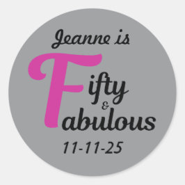 Adesivo Redondo Personalizado 50 e Fabuloso Feliz 50º Aniversário