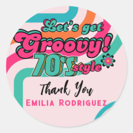 Adesivo Redondo Personalizado 70's Retro Disco Aniversário Boogie 