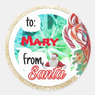 Adesivo Redondo Personalizado a partir do Natal de ouro de Papais
