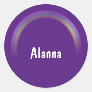 Adesivo Redondo Personalizado com o nome Purple Rainbows