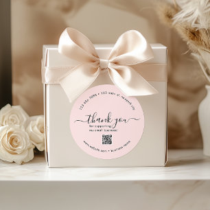 Adesivo Redondo Personalizado Cor-de-Rosa Esbranquiçado Agradecend