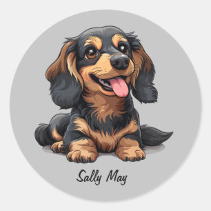 Adesivo Redondo Personalizado de Cachorrinho Dachs