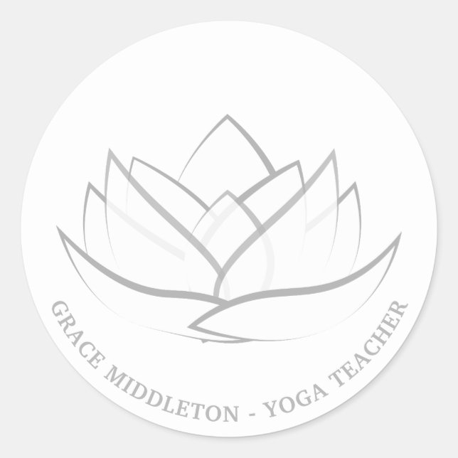 Adesivo Redondo Personalizado de Flor de Lotus Simples e Elegante (Frente)