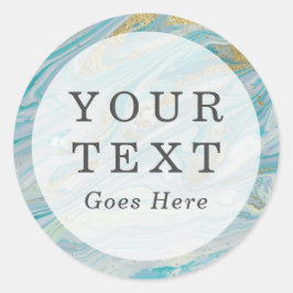 Adesivo Redondo Personalizado de Geodo Agato de Turquesa e Marble 