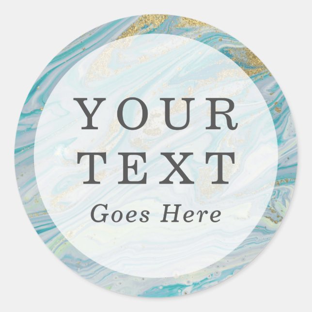 Adesivo Redondo Personalizado de Geodo Agato de Turquesa e Marble  (Frente)