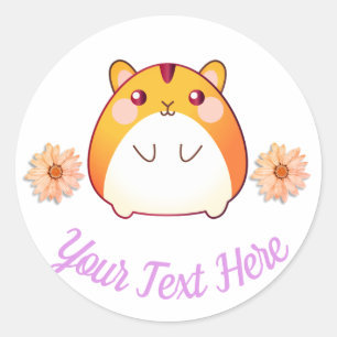 Adesivo Redondo Personalizado de Hamster Kawaii Cute