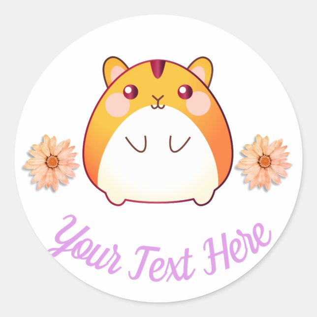 Adesivo Redondo Personalizado de Hamster Kawaii Cute (Frente)