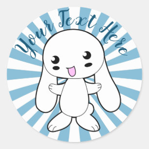 Adesivo Redondo Personalizado de Hug do Coelhinho Kawaii
