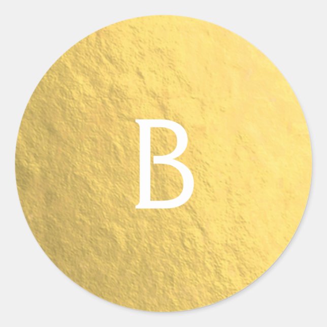 Adesivo Redondo Personalizado de Monograma Moderno Elegante de Fol (Frente)