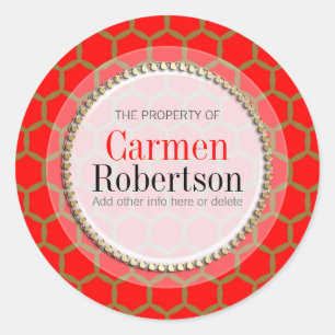 Adesivo redondo personalizado de padrão de mel Dou