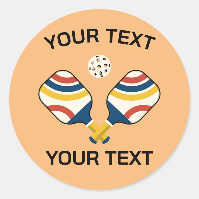 Adesivo Redondo Personalizado de Pickleball (Frente)