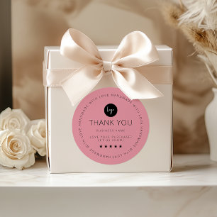 Adesivo Redondo Personalizado De Rosa Dusty Obrigado Vestir O Logo