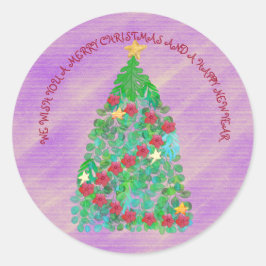 ADESIVO REDONDO PERSONALIZADO, DESEJAMOS UM NATAL DE MERGULHO.