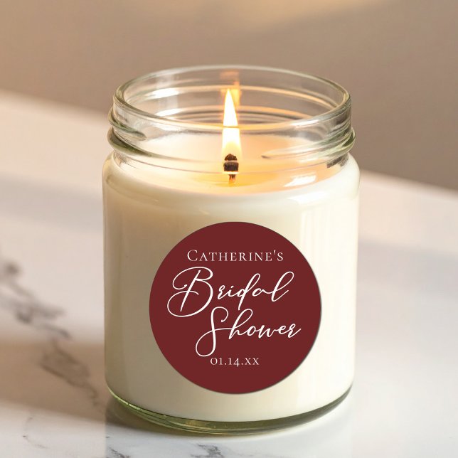 Adesivo Redondo Personalizado do Partido do Chá de panela Burgundy (Criador carregado)